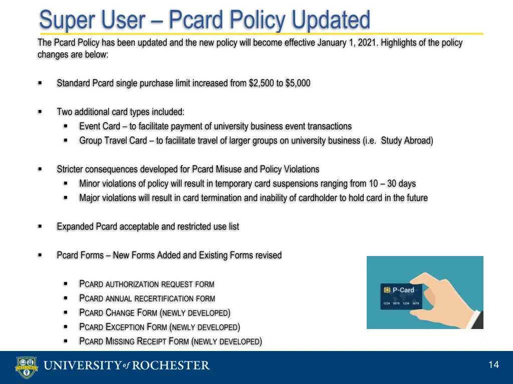 super user pcard policy updated the pcard policy
