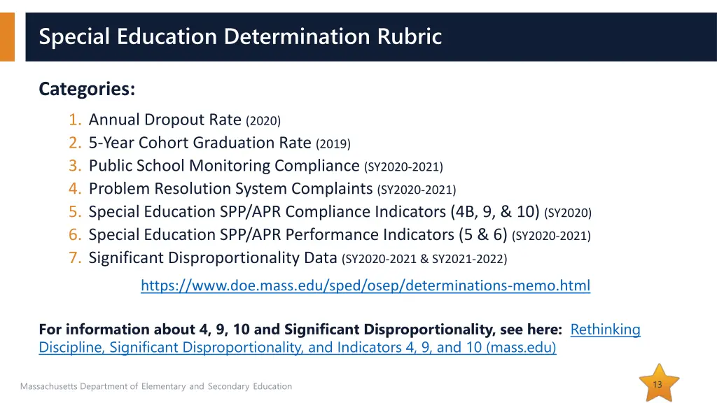 special education determination rubric