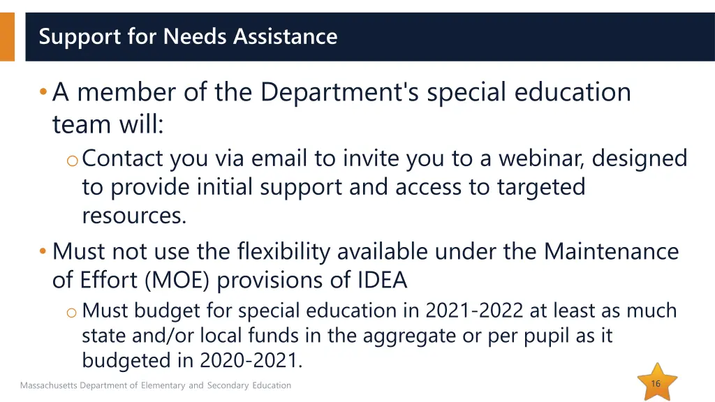 support for needs assistance