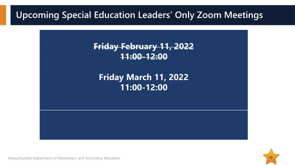 upcoming special education leaders only zoom