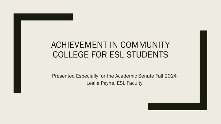 achievement in community college for esl students