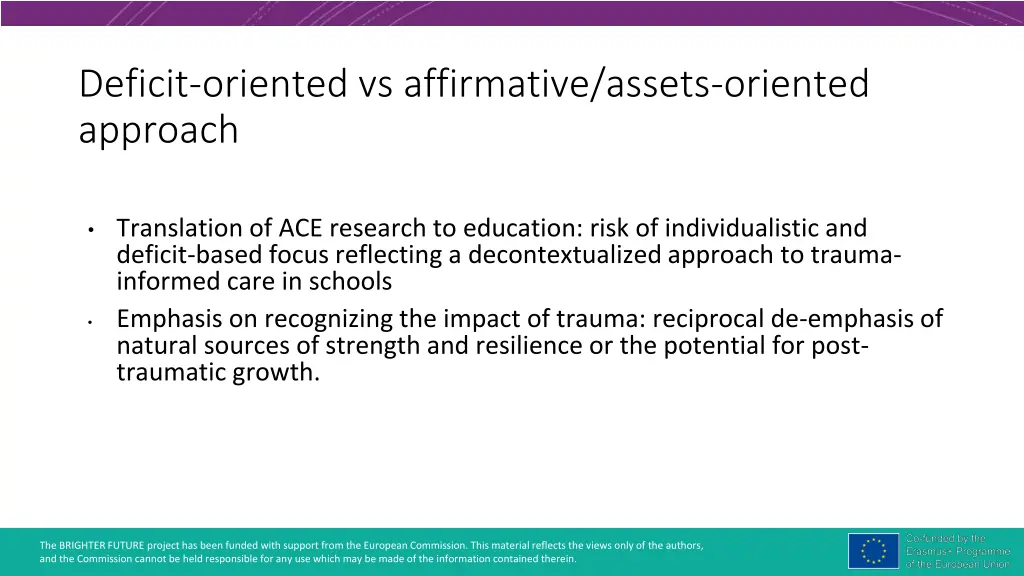 deficit oriented vs affirmative assets oriented
