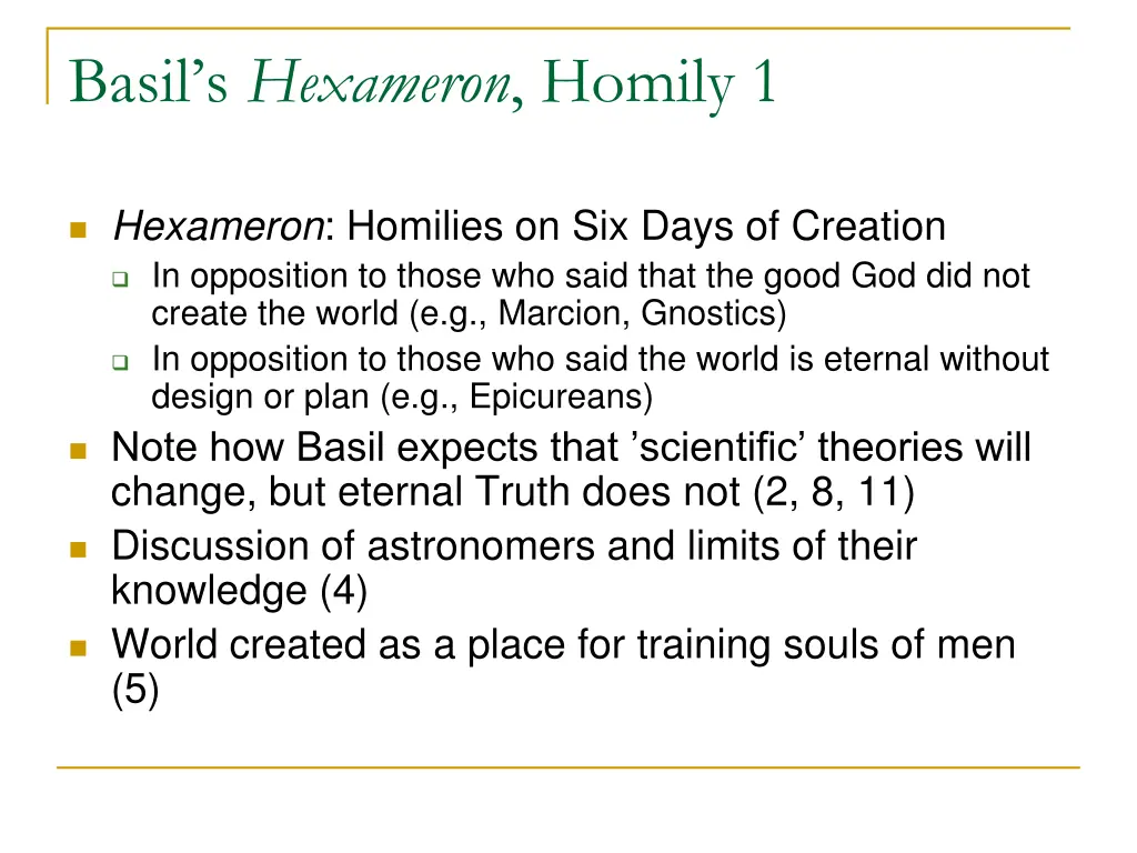 basil s hexameron homily 1