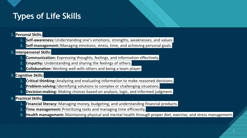 click to edit master title style types of life