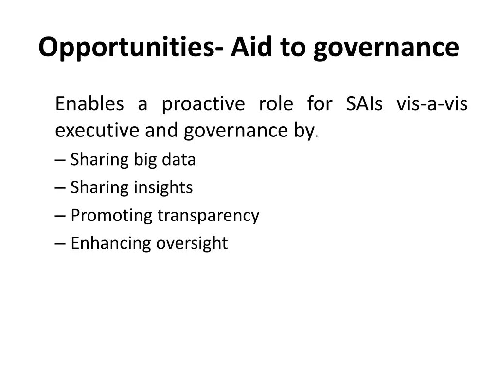opportunities aid to governance