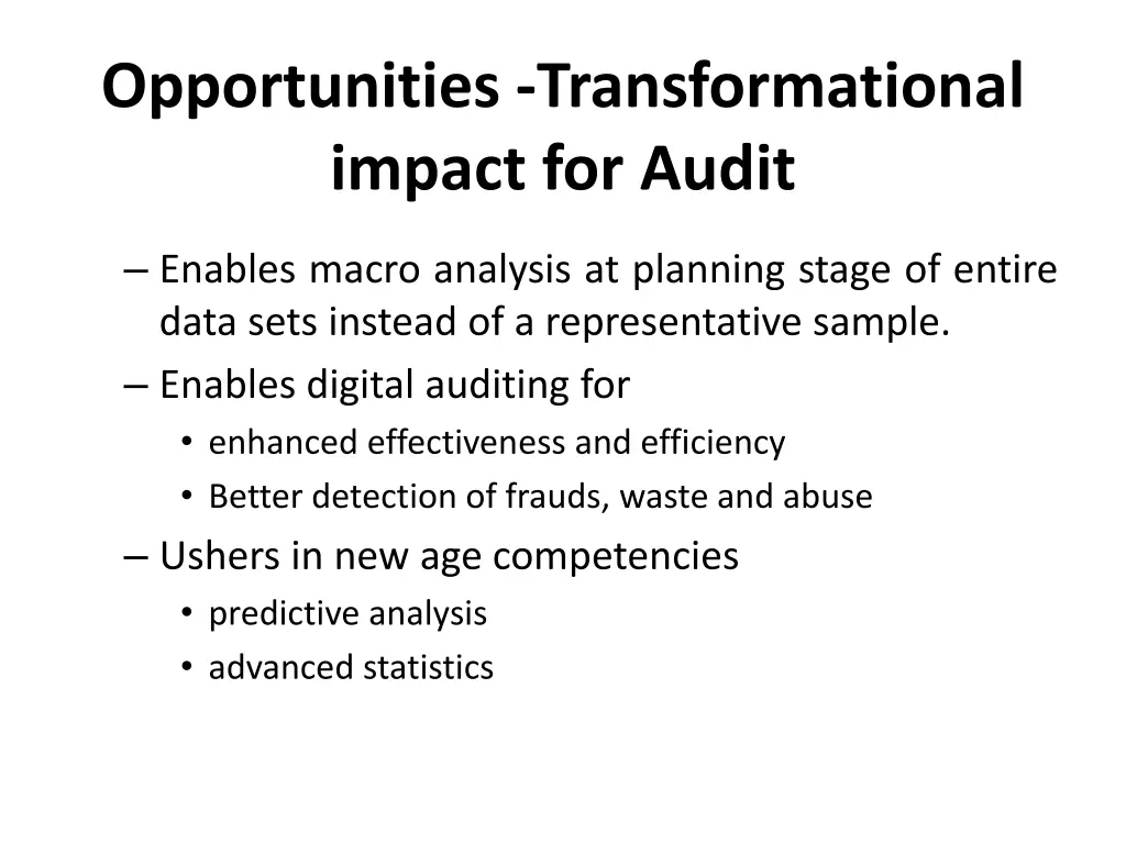 opportunities transformational impact for audit