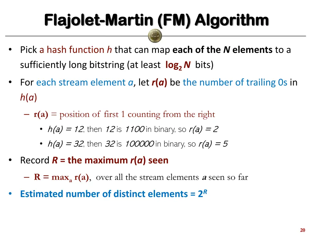 flajolet flajolet martin fm algorithm martin