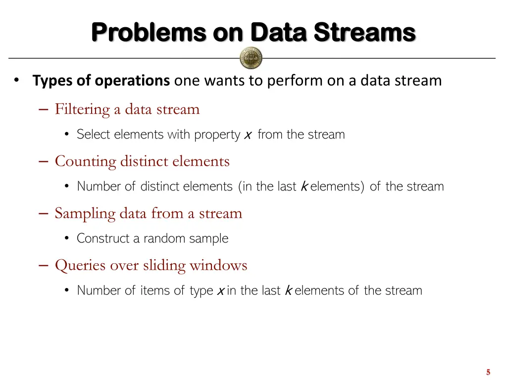 problems on data streams problems on data streams