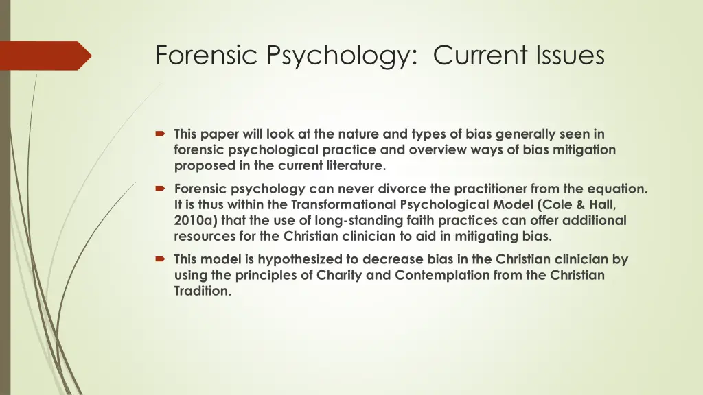 forensic psychology current issues 2