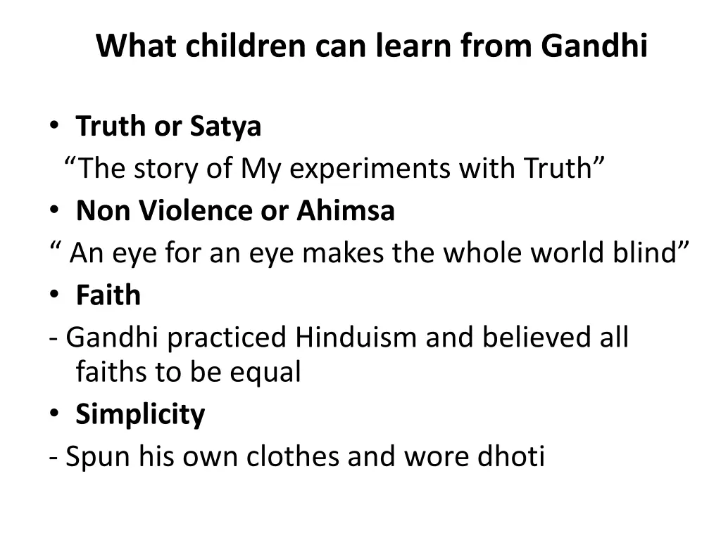 what children can learn from gandhi