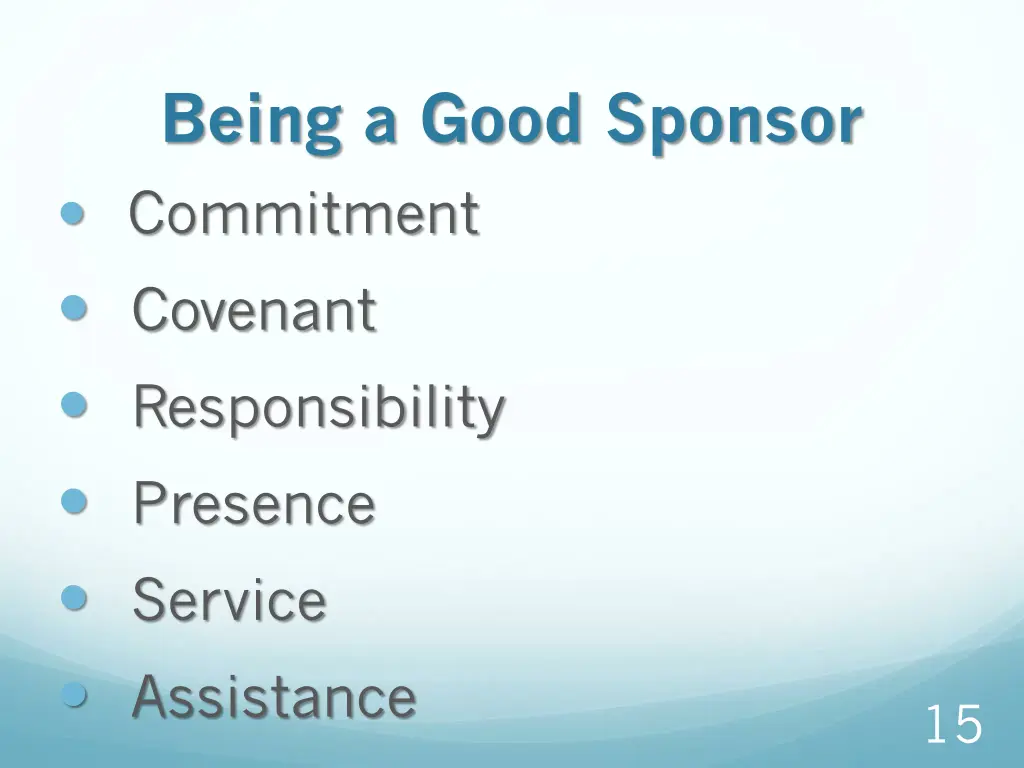 being a good sponsor commitment covenant