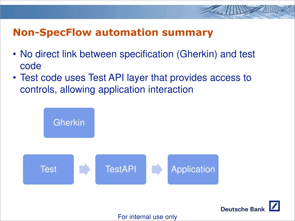 non specflow automation summary