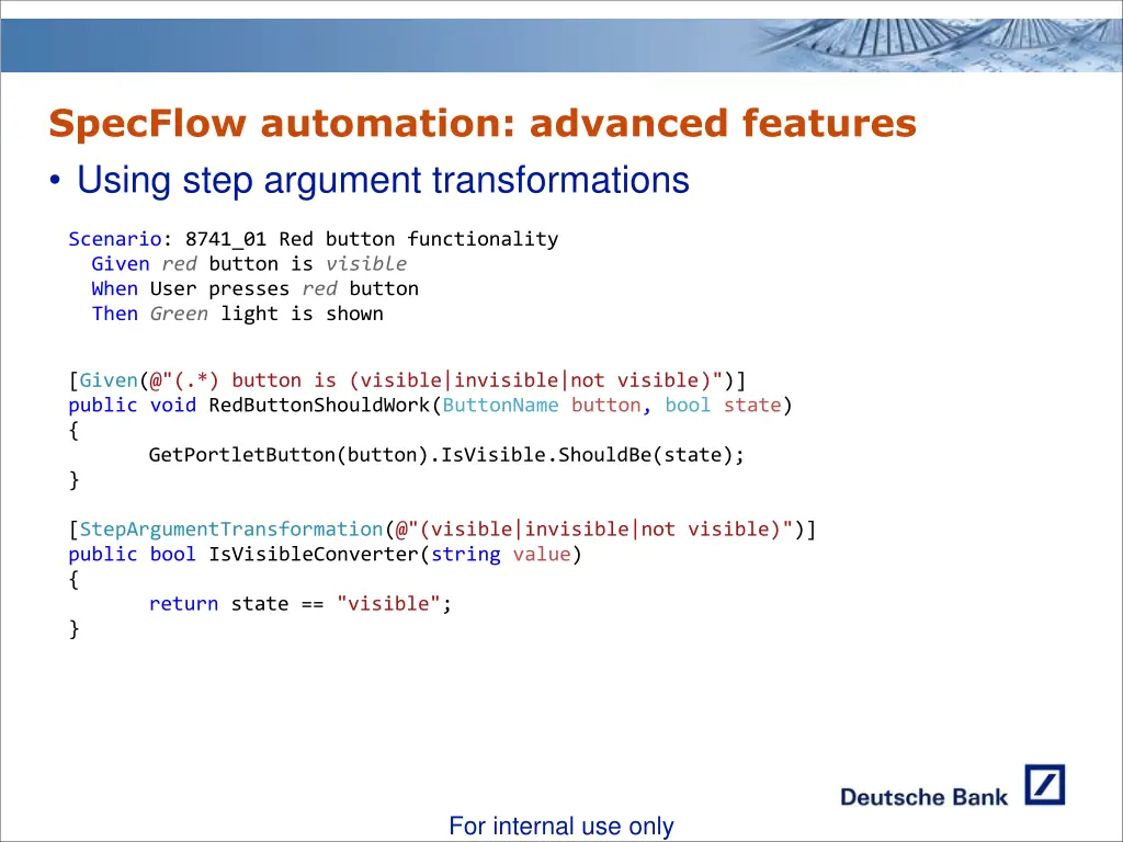 specflow automation advanced features using step