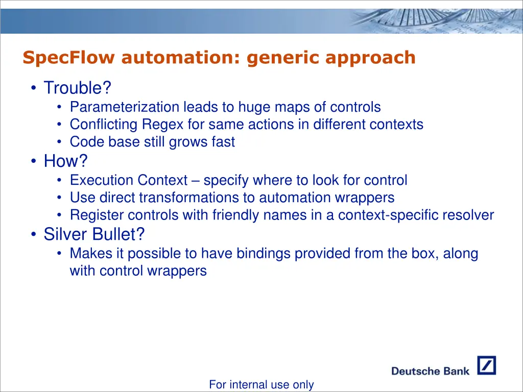 specflow automation generic approach