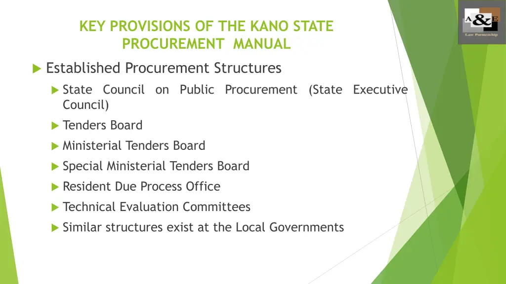 key provisions of the kano state procurement