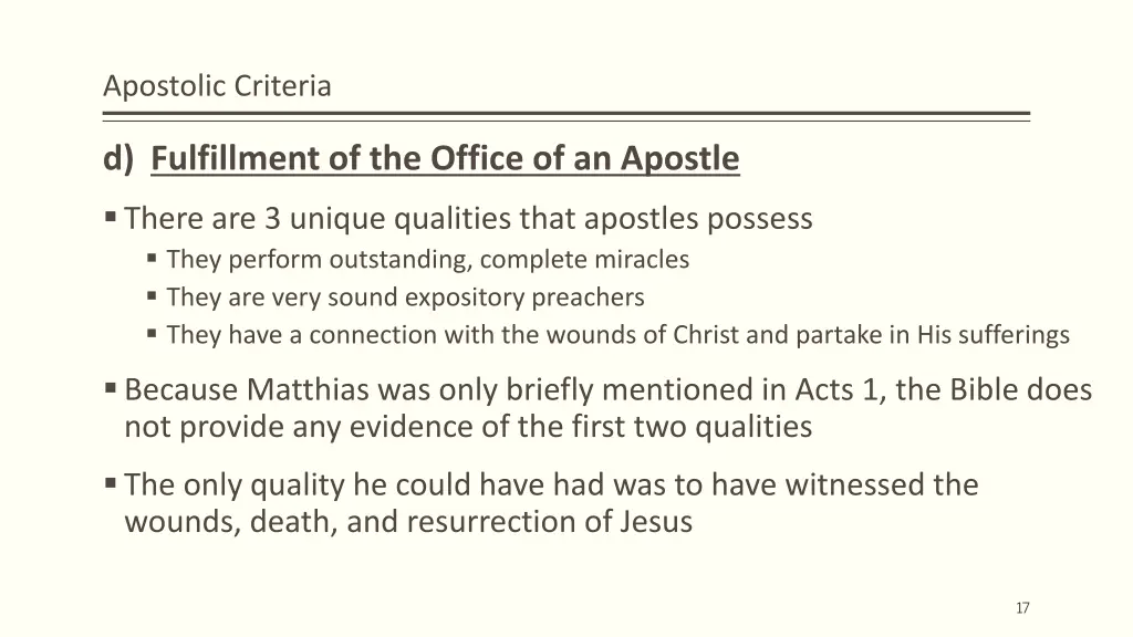 apostolic criteria 5