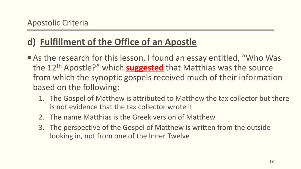 apostolic criteria 7