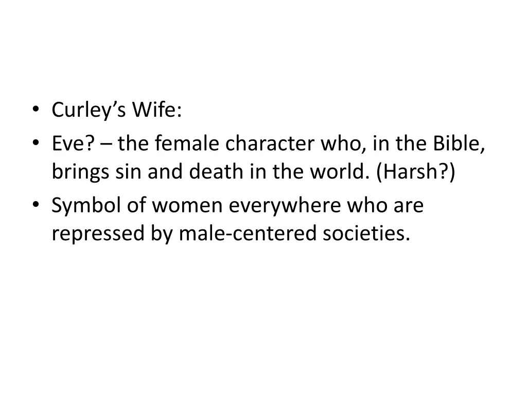 curley s wife eve the female character