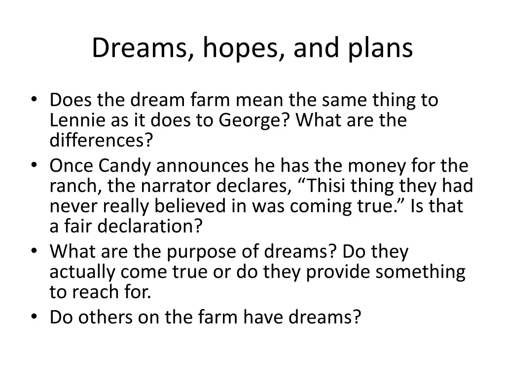 dreams hopes and plans