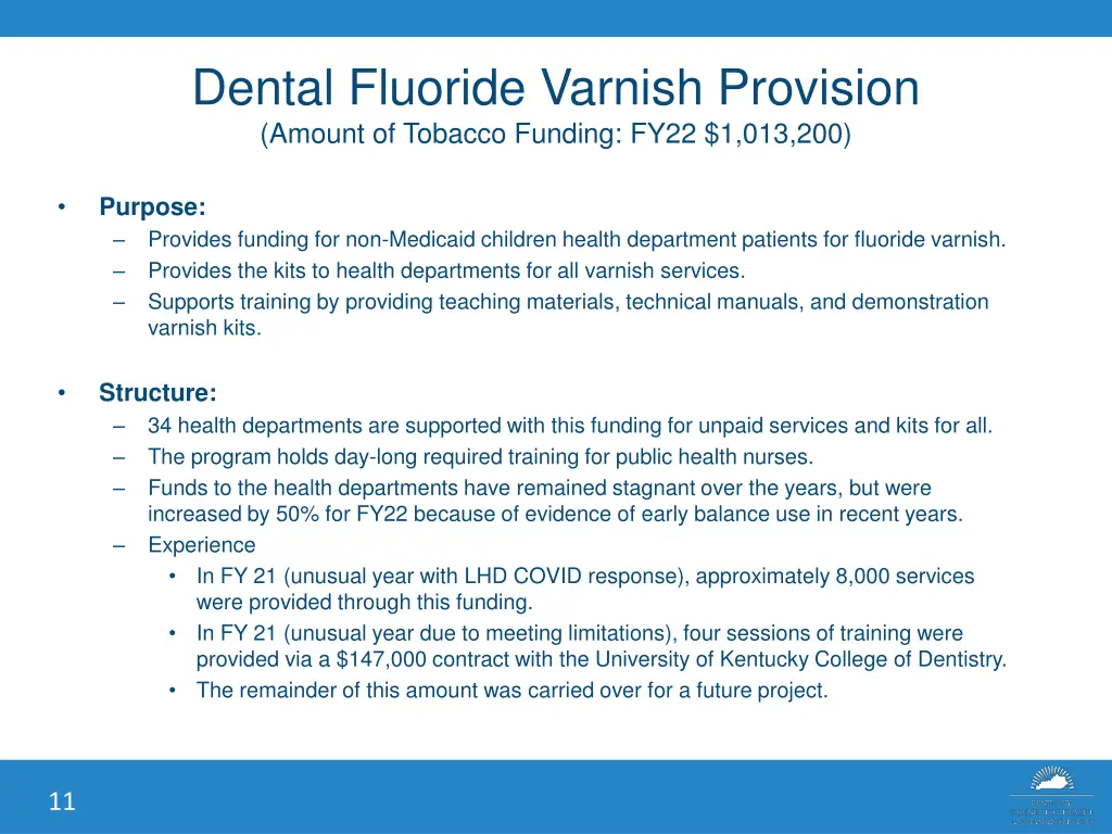 dental fluoride varnish provision amount