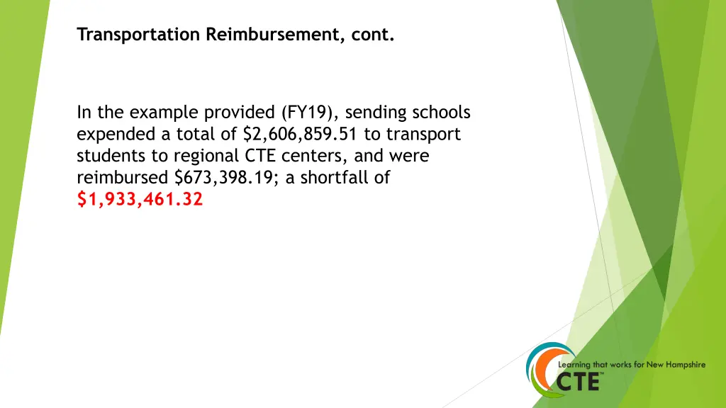 transportation reimbursement cont