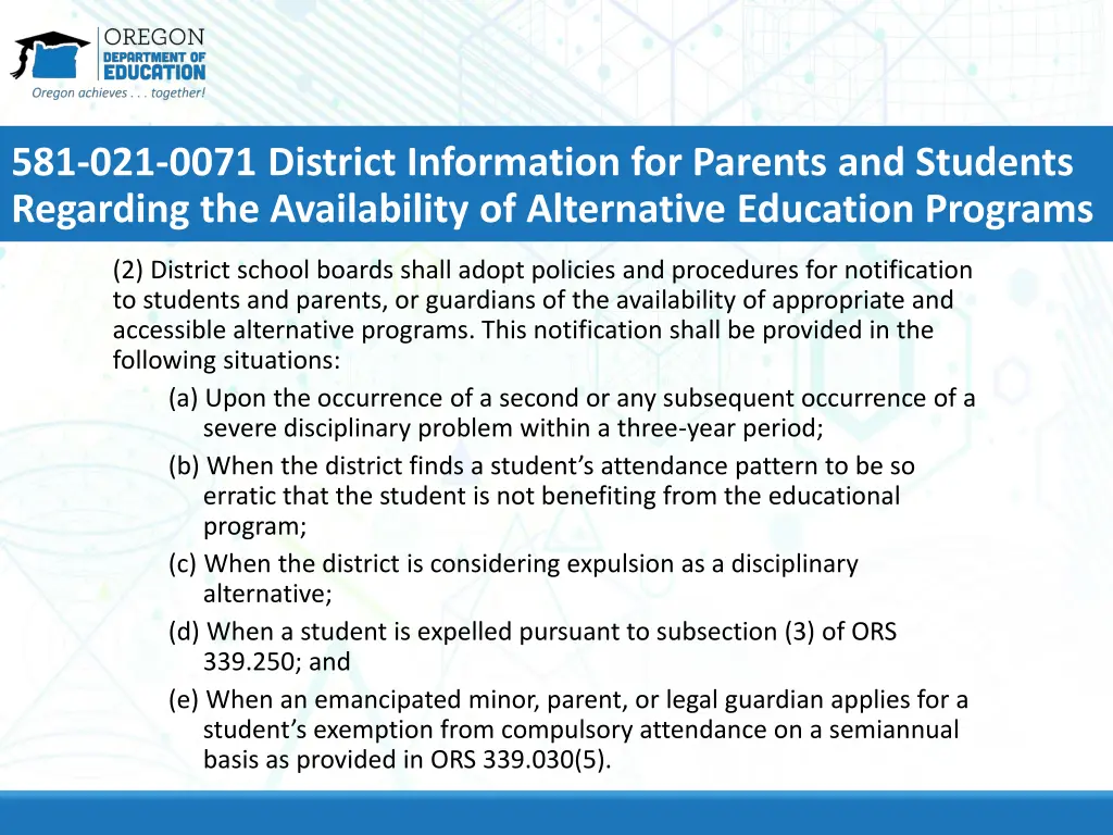 581 021 0071 district information for parents