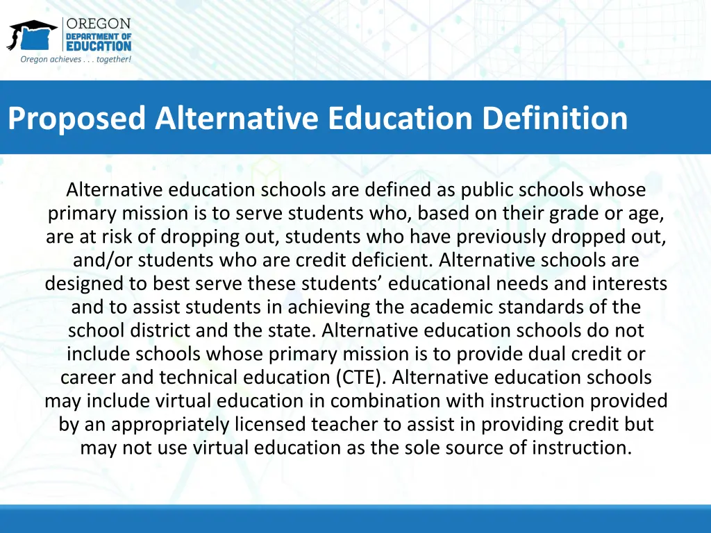 proposed alternative education definition