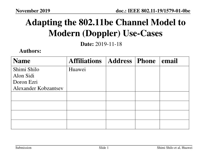 november 2019 adapting the 802 11be channel model