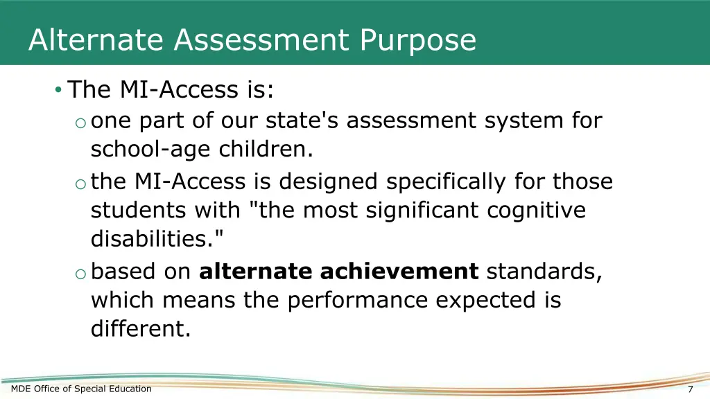 alternate assessment purpose