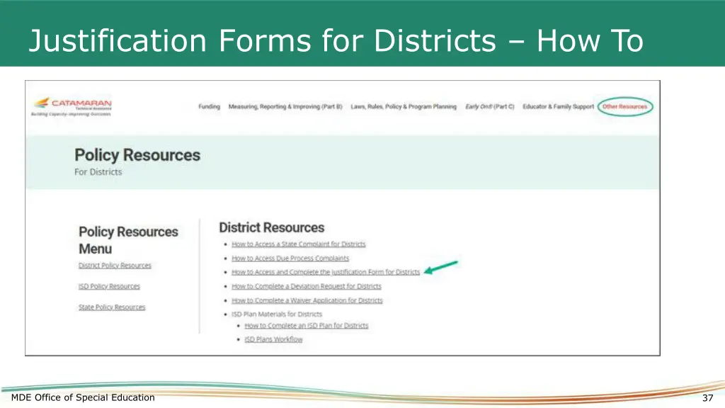 justification forms for districts how to