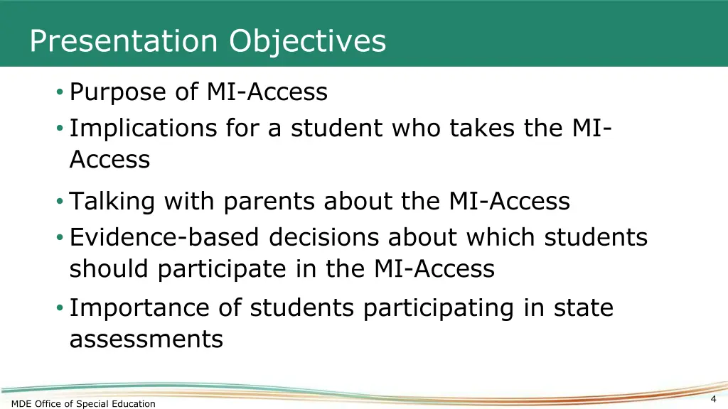 presentation objectives