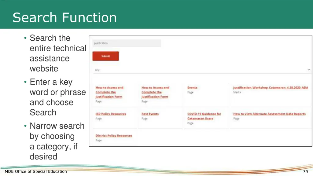 search function