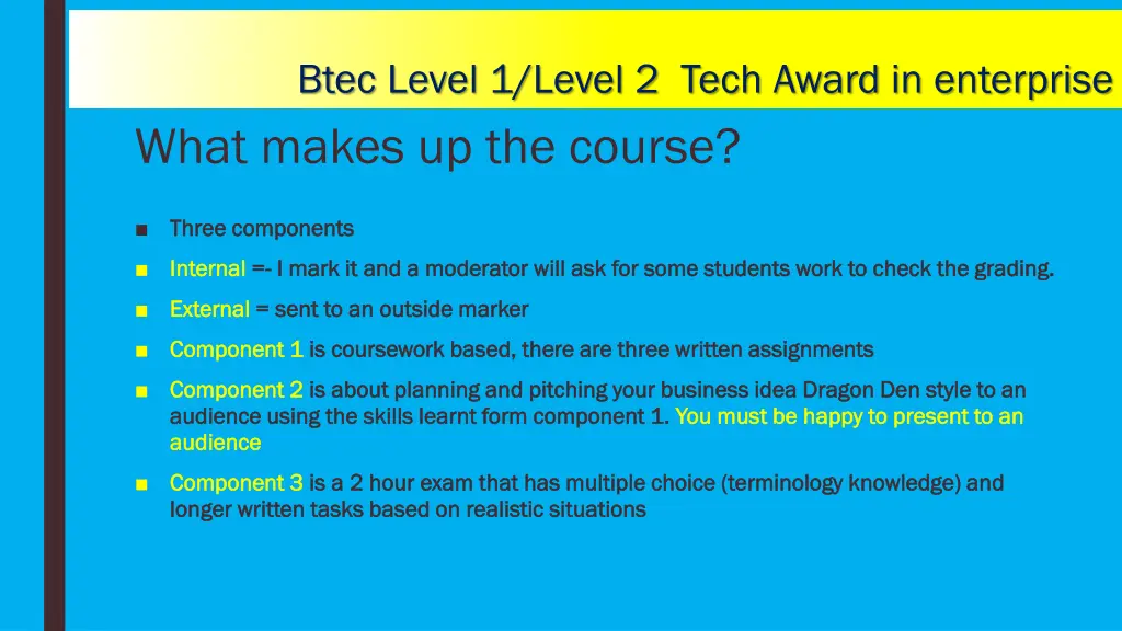btec level 1 level 2 tech award in enterprise