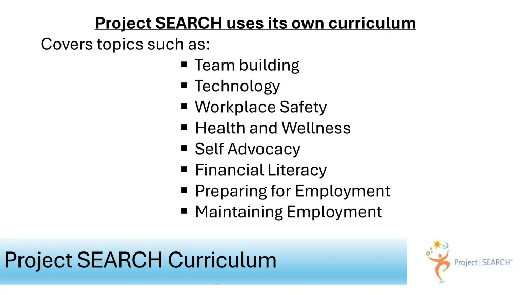 project search uses its own curriculum covers