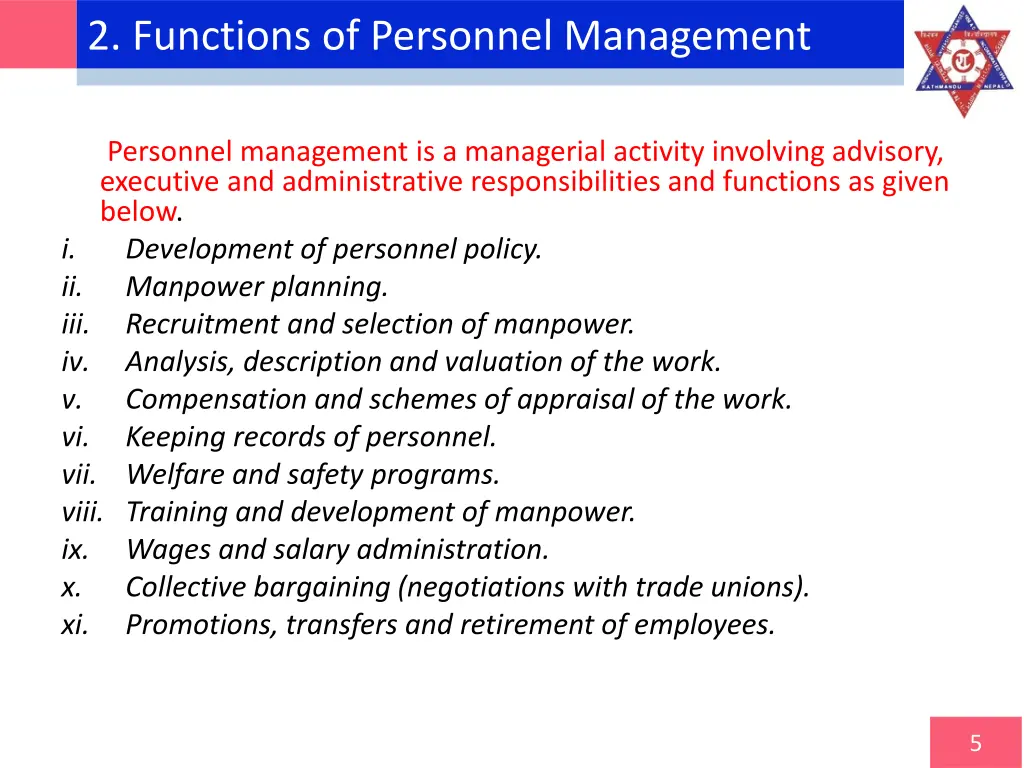 2 functions of personnel management