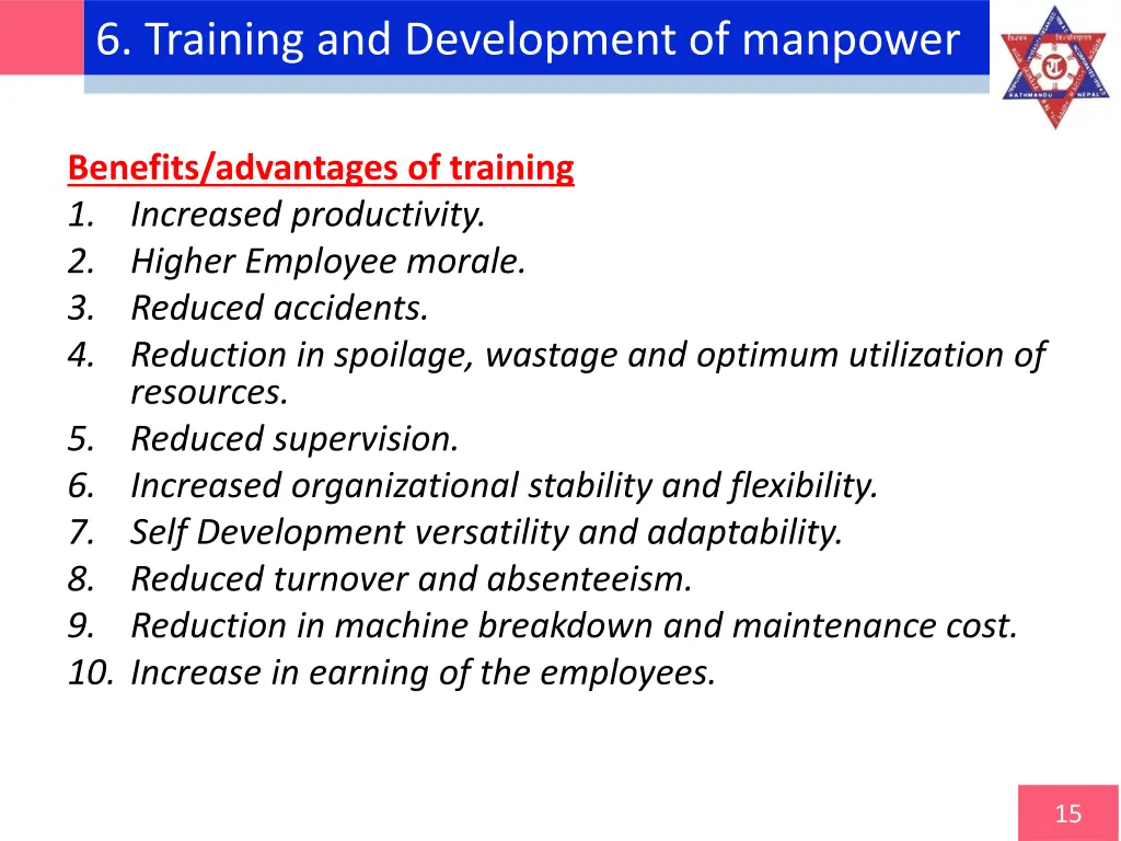 6 training and development of manpower 1