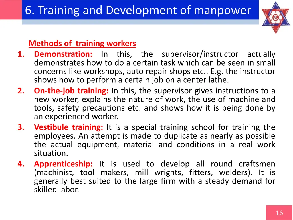 6 training and development of manpower 2