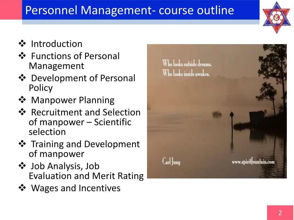 personnel management course outline
