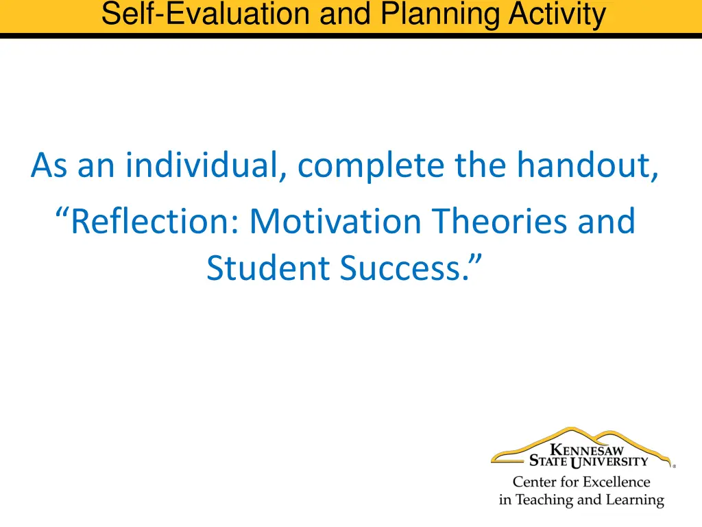 self evaluation and planning activity