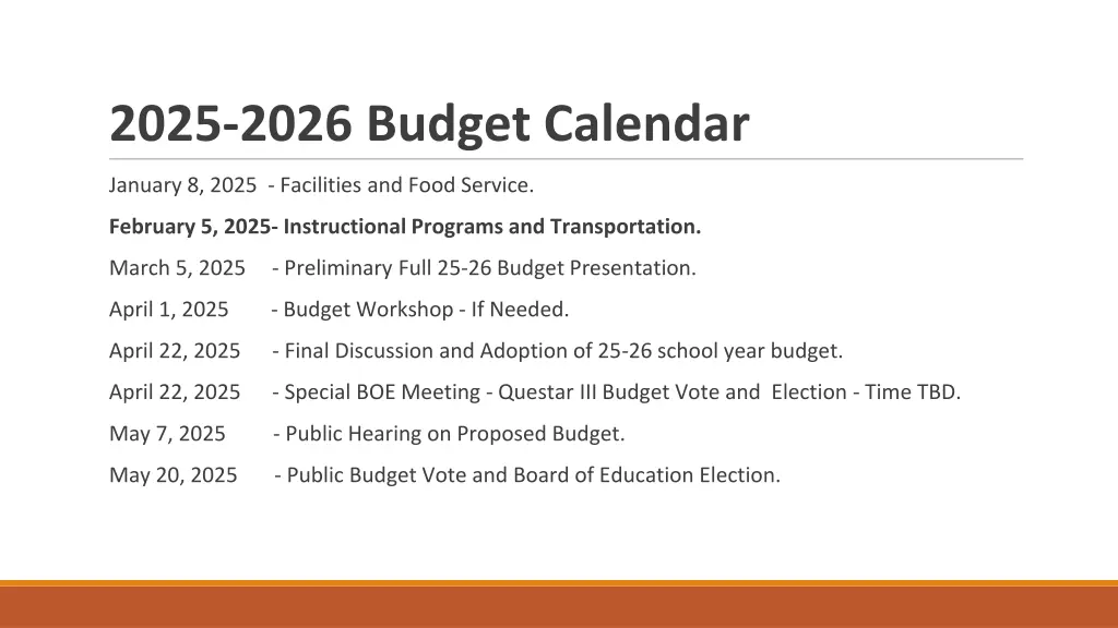 2025 2026 budget calendar