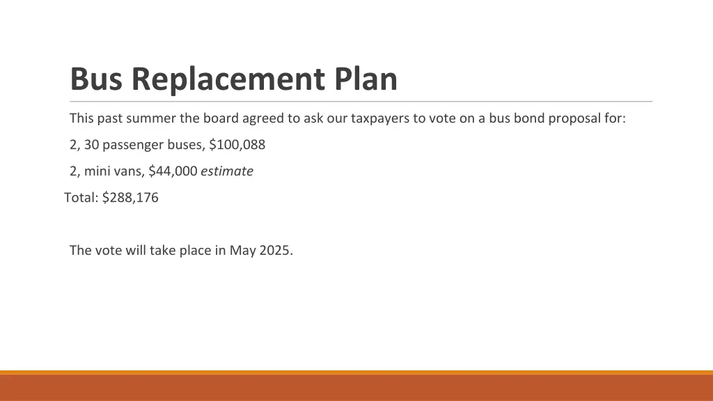 bus replacement plan