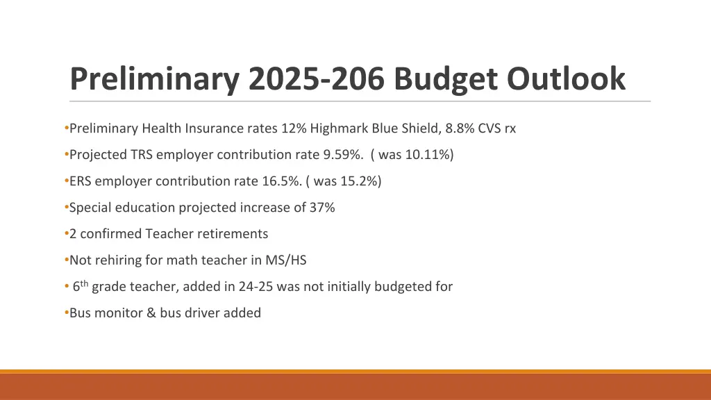 preliminary 2025 206 budget outlook