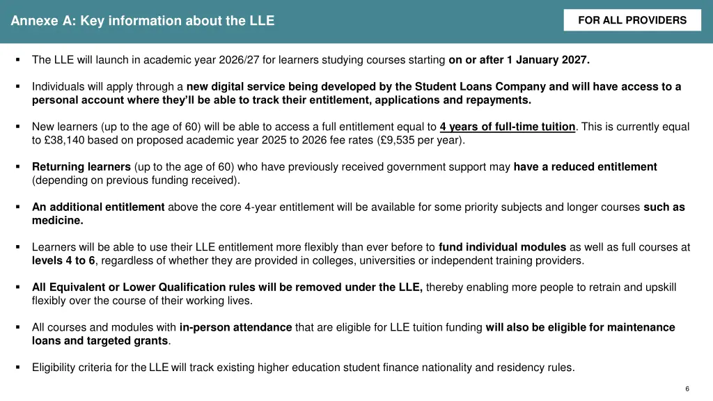 annexe a key information about the lle