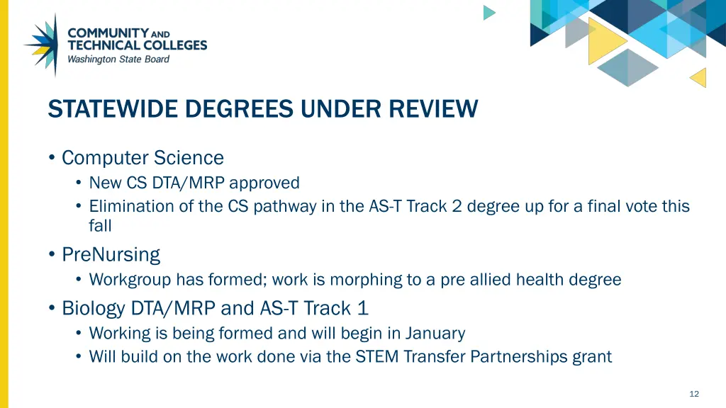 statewide degrees under review