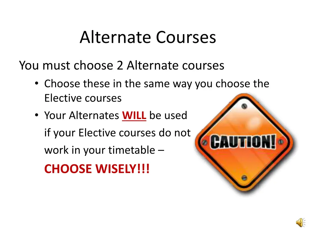 alternate courses