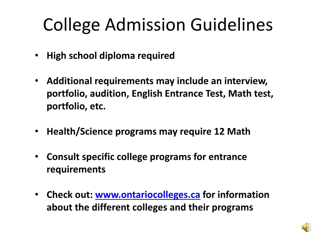 college admission guidelines