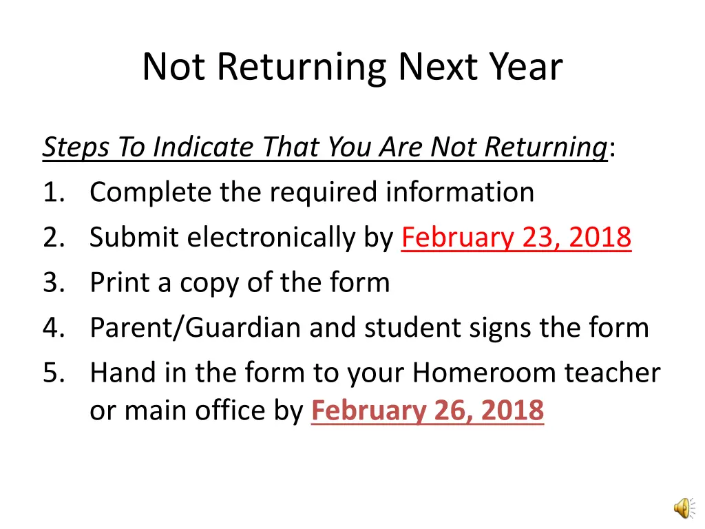 not returning next year 1