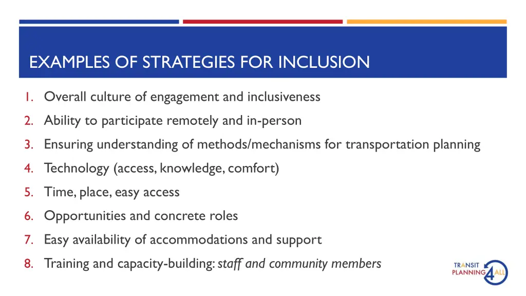 examples of strategies for inclusion