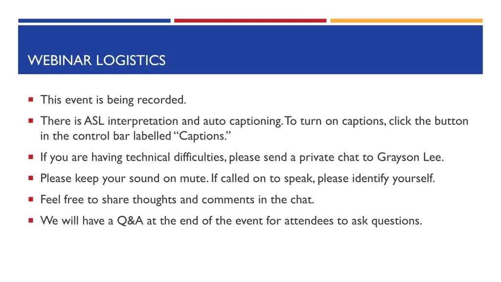 webinar logistics