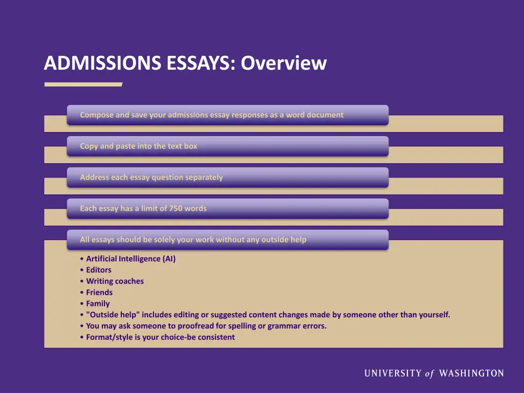 admissions essays overview